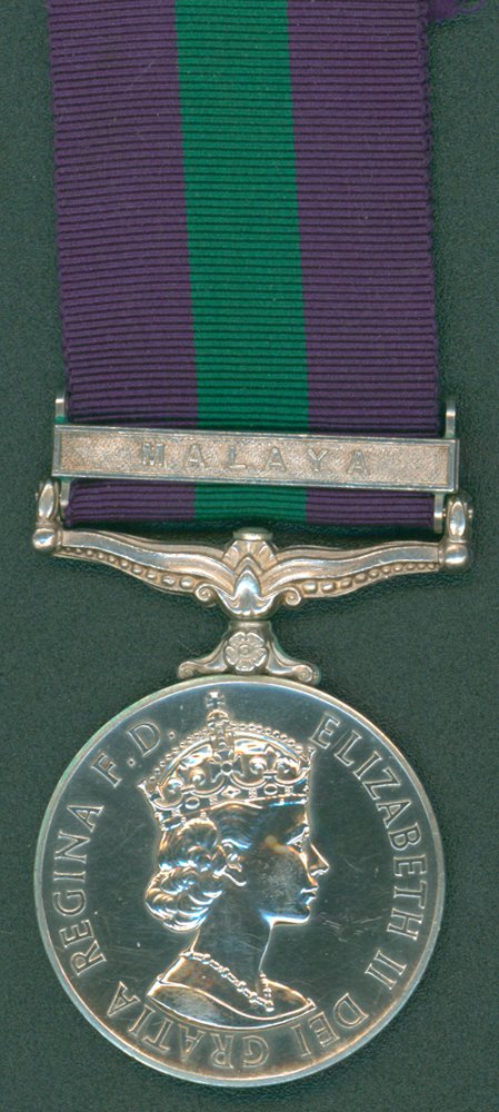 General Service Medal Eliz II, clasp Malaya to 22995077 Spr. D. Beardmore, R.E (Royal Engineers),
