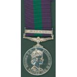 General Service Medal Eliz II, clasp Malaya to 22995077 Spr. D. Beardmore, R.E (Royal Engineers),