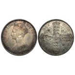 1852 florin, extremely fine or a little better, the obverse with a choice 'rainbow' tone and the