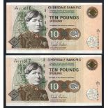 Clydesdale Bank Plc £10 (2) dated 18th April 2007, consecutive pair, A/FN 111616 & A/FN 111617, Pick