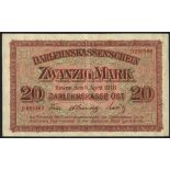 Germany Darlehnskassenchein 20 mark, Kowno 1918, German Occupation of Lithuania WWI, Pick R131a,