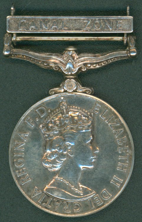 General Service Medal Eliz II, clasp Canal Zone to 22985945 Pte. J. Smith, AG.C. EF.