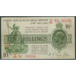 Warren Fisher 10 shillings, issued 1919, T26, series D/24 383346, Pick 356, stains, fine+