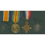 Group of four to 9637 Pte. J, Aiken, North'd Fus trio 1914/15, BWM & Victory plus Meritorious