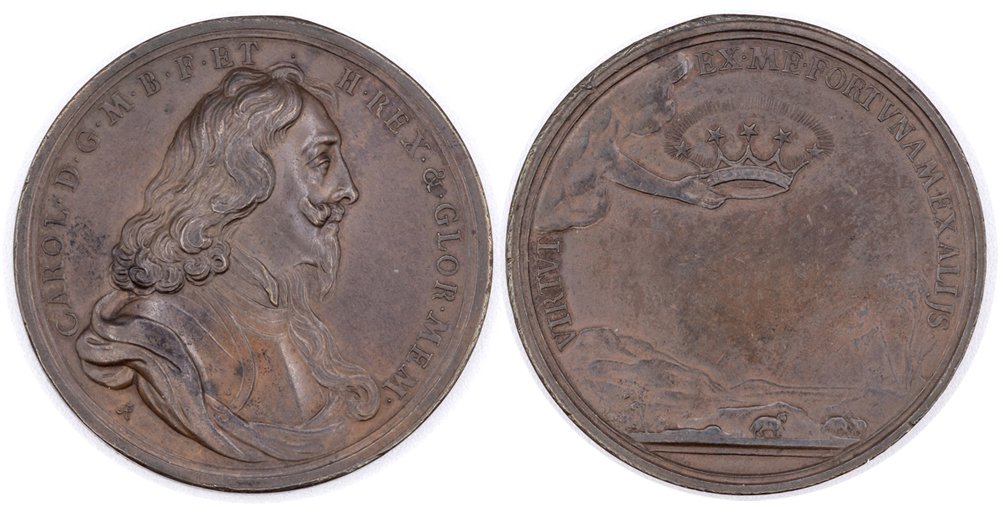 1649 Charles I, Memorial copper medal, by James or Norbert Roettier, struck c1695, armoured bust