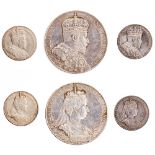 1902 Edward VII, official silver Coronation medals (3) large & small, by G. W. De Saulles, crowned