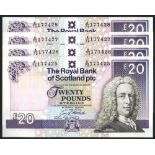 Royal Bank of Scotland £20 (4) dated 24th February 1993, consecutive series A/72 177425 to A/72