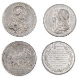 1809 George III & Queen Charlotte, Grand National Jubilee, white metal medal, conjoined busts