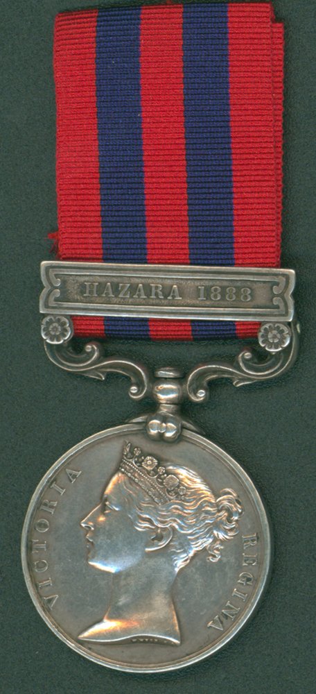 India General Service Medal, clasp Hazara 1888 to 848 Pte. H. Petchey, 2nd Bttn, North'd Fus,