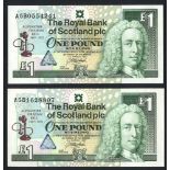 Royal Bank of Scotland £1 (2) Alexander Graham Bell Commemoratives, dated 3rd March 1997, series