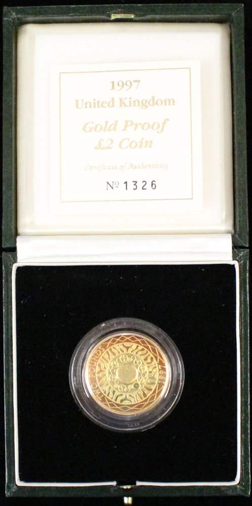 1997 Royal Mint £2 Gold Proof, cased/cert.