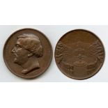 1846 France, Eug?ne Sue, Jewish author, bronze medal by E. Rogat, bust left, reverse statues