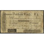 Durham bank £1 dated 22nd October 1914 series A7421, Mowbray, Hollingsworth, Wetherell, Shields,