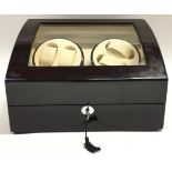 Wooden watch winder watch case. Space to store up to 10 watches including winders for up to 4