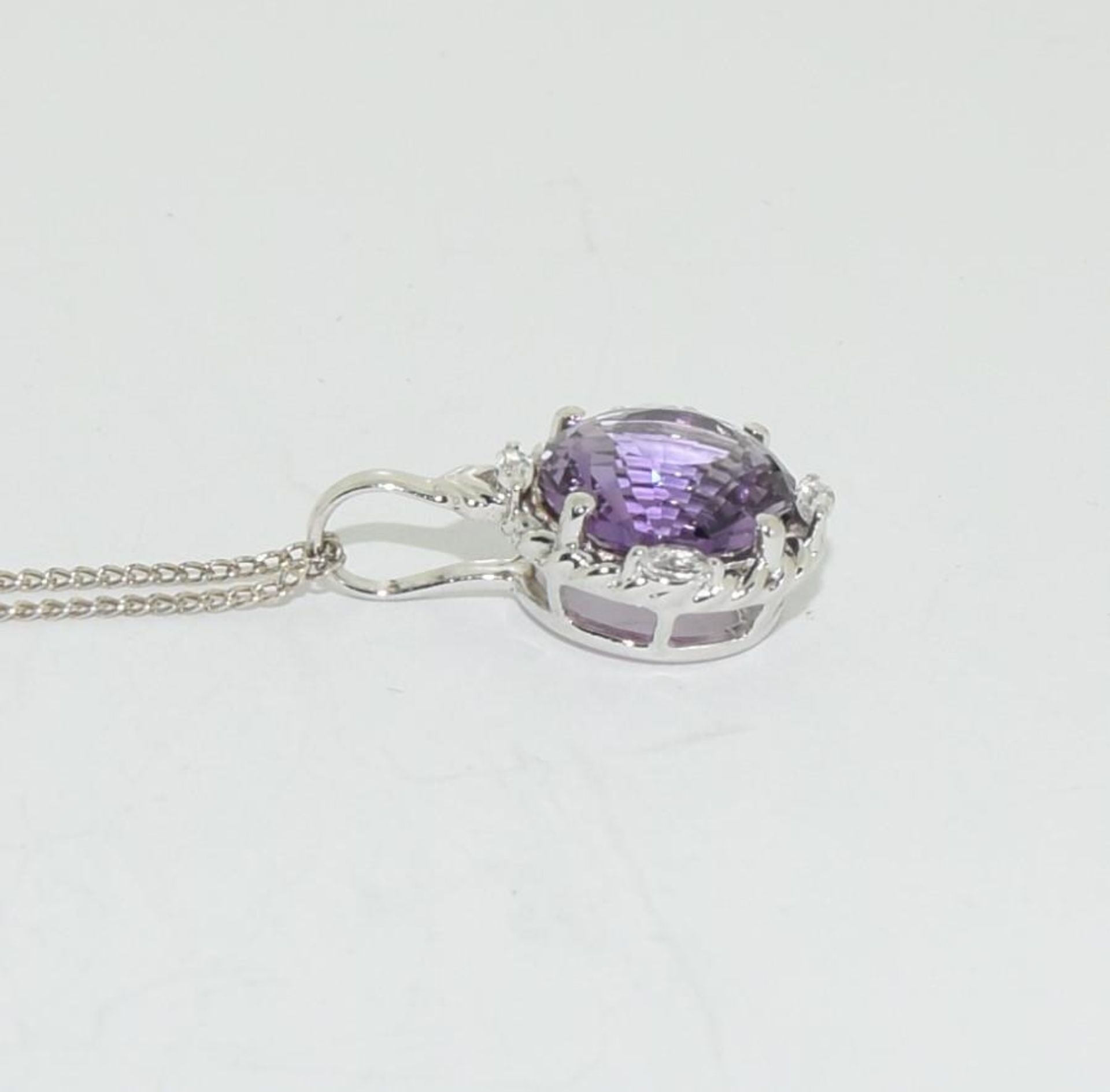 Victorian inspired amethyst 925 solitaire pendant. - Image 2 of 3