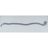 Blue gem set silver 925 double line bracelet.