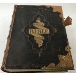 Antique leather bound family bible Scott & Henry to include illustrations.
