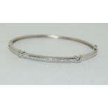 Sparkling CZ chanel set 925 silver bangle.