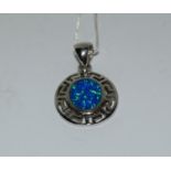 Black opal white gold on 925 silver pendant.