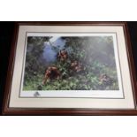 David Shepherd "Men of the Woods - Orang-Utans" embossed stamp Limited Edition 414/950, framed