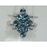 Gem set TGGC silver double sided ring. Size N.