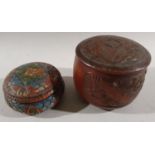 Two decorative Treen wooden pots.