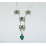 Emerald crystal 925 silver daisy necklace.