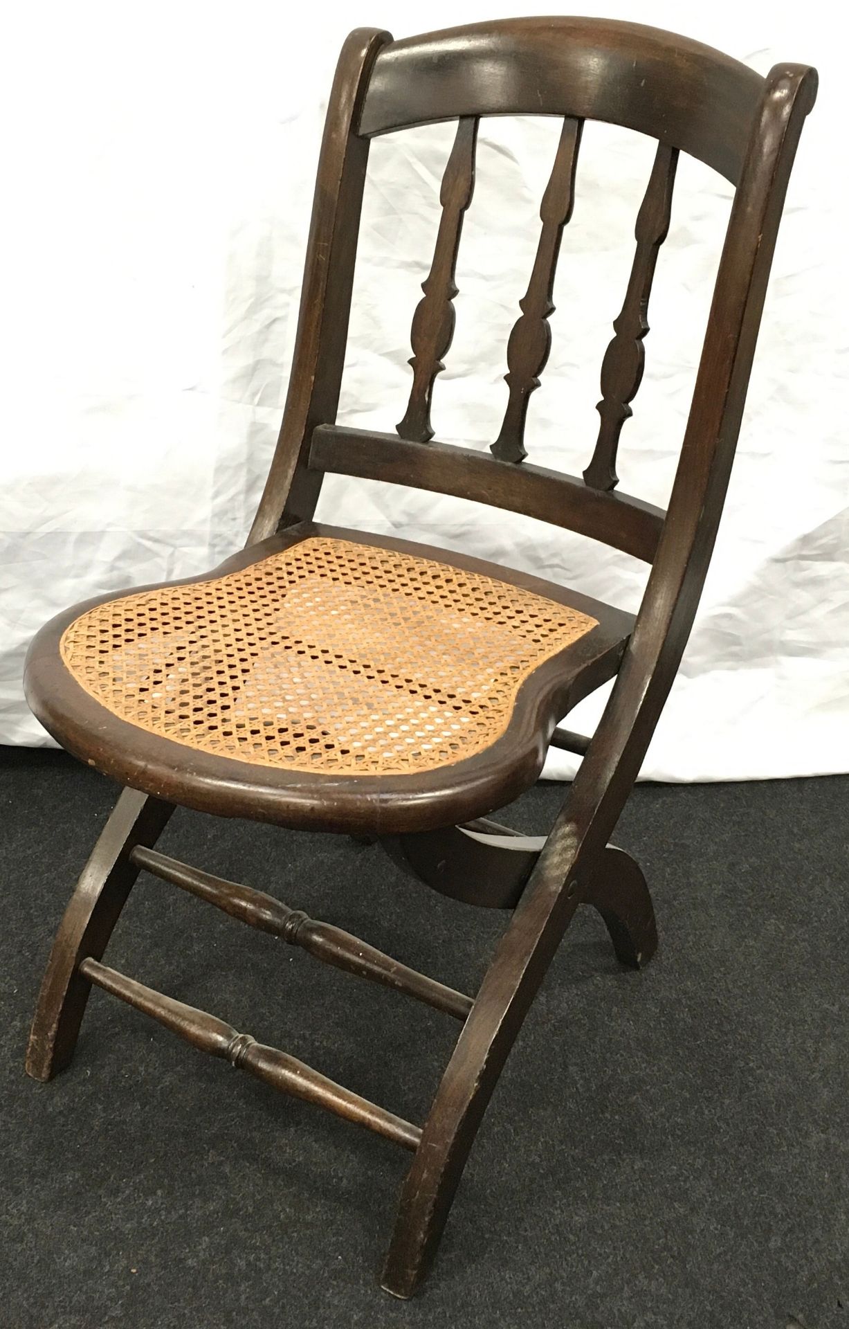 Vintage mahogany folding chair with rattan seat in good order