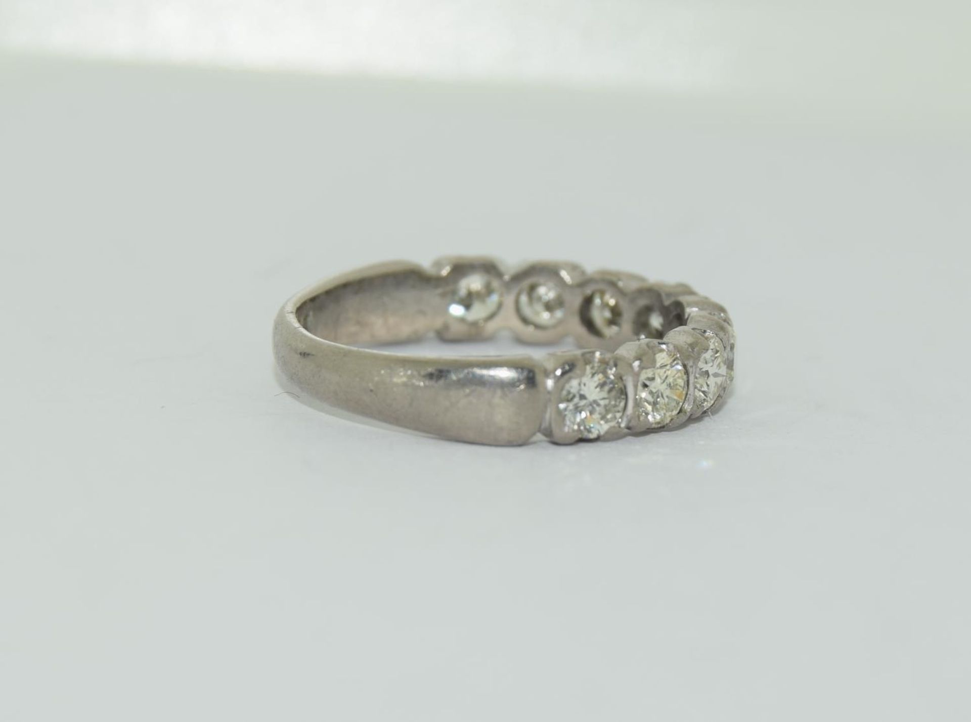 18ct white gold diamond half eternity ring - 1.00ct. Size K+. - Image 3 of 5