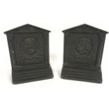 Unusual heavy cast bronze Dante and Homer bookends. Each 6? tall x 4.5? across. stamped B&H for