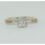 9ct white gold ladies diamond ring size M