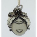 Designer "Alternatyou" solid silver retro lady pendant.