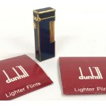 Quality vintage Dunhill lighter with blue lacquer finish complete with two packs of Dunhill
