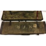 pair of vintage solid frame fabric covered gun cases. Each approx 32" across