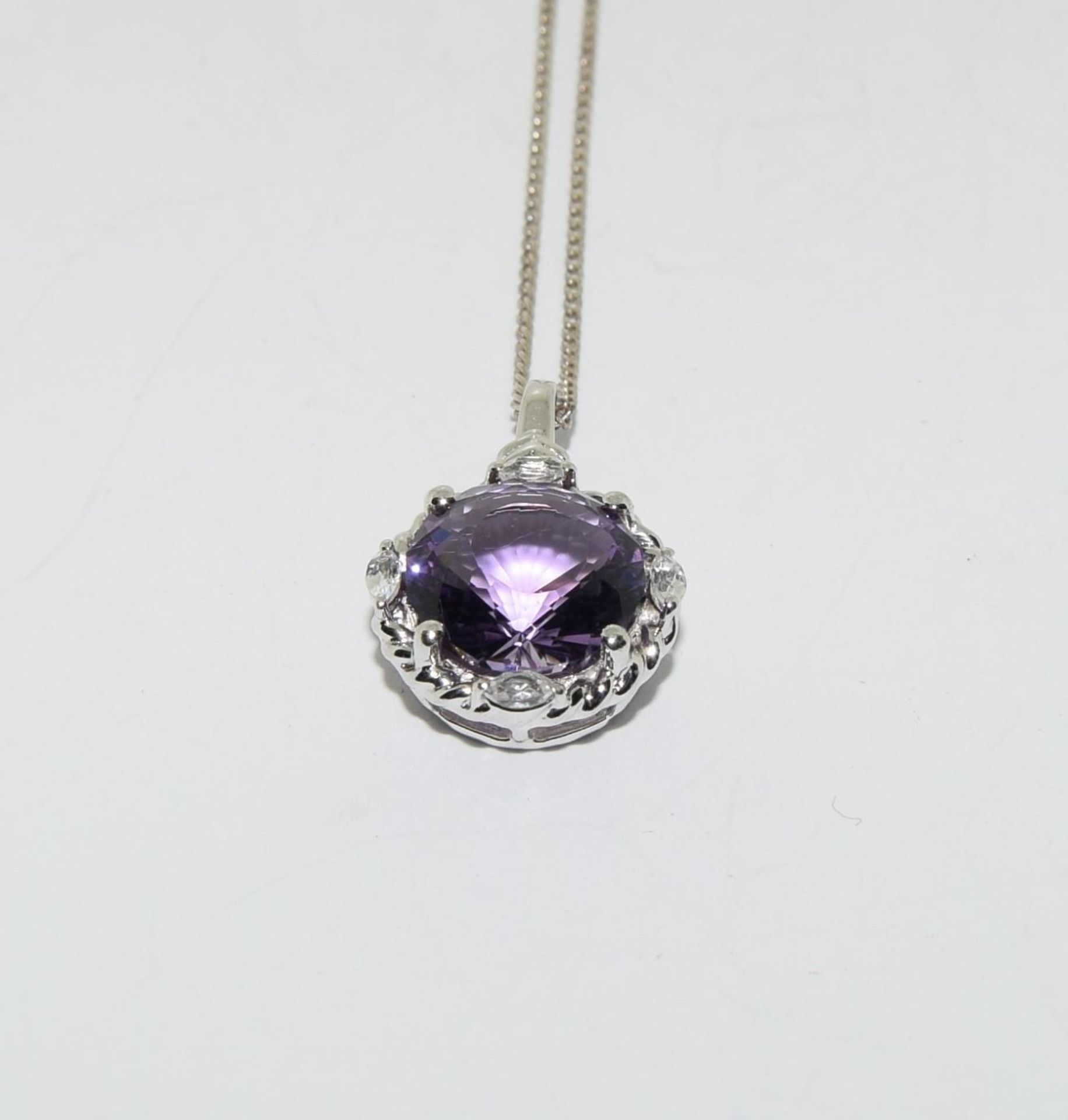 Victorian inspired amethyst 925 solitaire pendant.