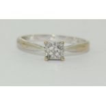 9ct white gold ladies diamond ring H/M diamond size O