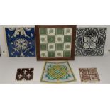 Minton China Works large framed tile / trivet 9.7" x 9.7" c1868-1900, together with large Minton