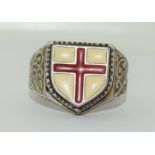 A Men's St Georges cross 925 silver ring, Size S.