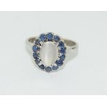 Star sapphire 925 silver cluster ring. Size L.