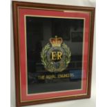 Superb large Royal Engineers quilted embroidery framed shop display. Frame size 22.5? x 18.5?