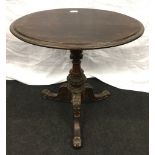 Antique oak wine table with tripod base 59x44x60cm.
