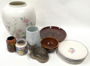 Selection of Poole Pottery to include a stoneware deer