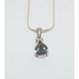 Pear cut mystic topaz 925 silver pendant.