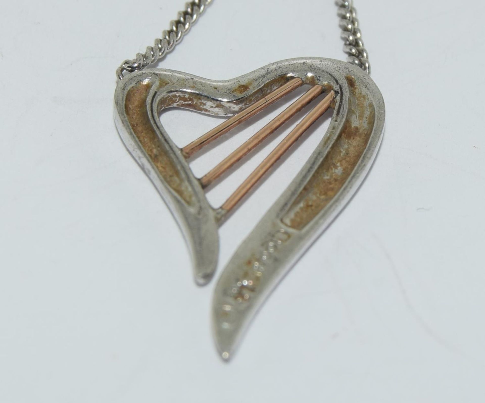 Clogau 9ct gold/silver harp necklace. - Image 3 of 4