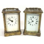 Two vintage brass carriage clocks (1 af).