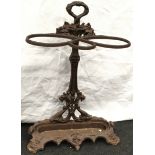 Antique cast iron umbrella/stick stand with drip tray