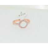 New 18ct rose gold on silver opal halo ring. Size N 1/2.