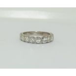 18ct white gold diamond half eternity ring - 1.00ct. Size K+.