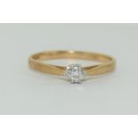 9ct gold ladies diamond solitaire ring size L