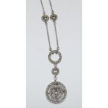 Modernist designed CZ set 925 silver necklace.